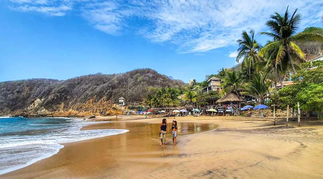 Playa de Mazunte con palmeras